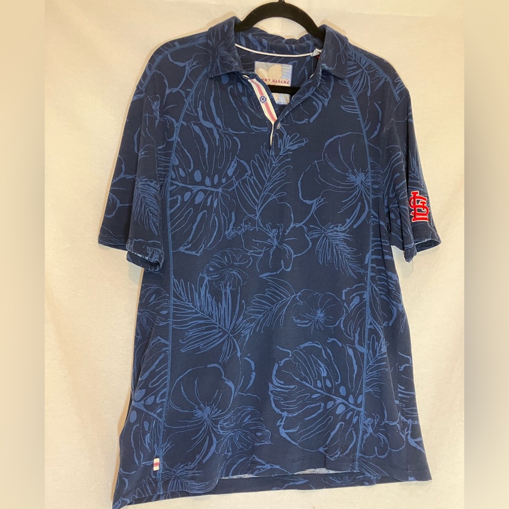 Tommy Bahama Men's Floral Hawaiian Baseball Polo St. Louis Cardinals Size Medium